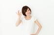 Beautiful young woman relaxing in the room. Portrait of asian.
