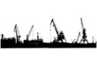 Silhouettes of port constructions