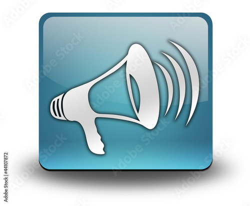 Illustration: Light Blue 3D Effect Icon "Megaphone / Announcement Symbol" Light Blue 3D Effect Icon "Megaphone / Announcement Symbol"