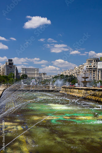 Photo: Unirii Square - Bucharest with Parliament house in background Unirii Square - Bucharest with Parliament house in background