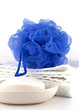 Blue bath puff