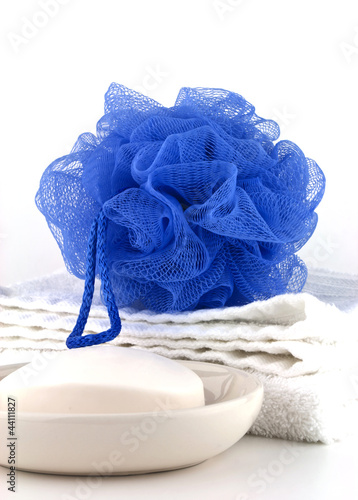Photo: Blue bath puff Blue bath puff