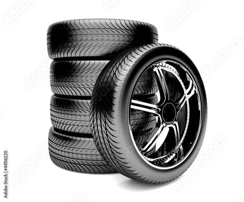 Illustration: 3d tires isolated on white background 3d tires isolated on white background