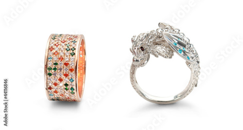Photo: Elegant female rings isolated over white Elegant female rings isolated over white