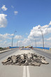 Roadworks at bridge and road Novi Sad Serbia