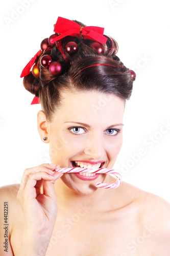 Photo: Christmas Lady with a Candy Cane Christmas Lady with a Candy Cane