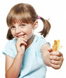 Photo: little girl eating a french fries little girl eating a french fries