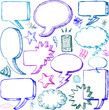 Set of Hand drawn vector Comical Speech Bubbles