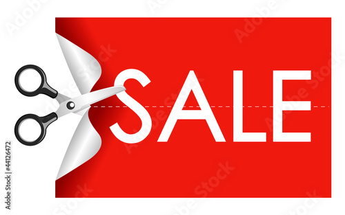 Vector: Scissors cutting sticker sale Scissors cutting sticker sale