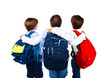 Photo: Three schoolboys isolated on white background Three schoolboys isolated on white background