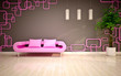 Illustration: modern living room with pink sofa modern living room with pink sofa