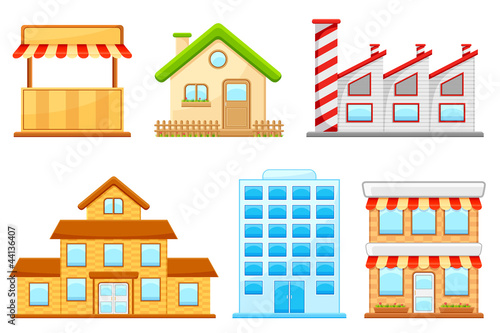 Ilustração vetorial : vector illustration of set of different building model vector illustration of set of different building model