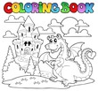 Coloring book dragon theme image 1