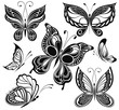 Black and white butterflies collection