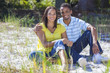 African American Woman & Man Couple Outside