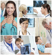 Medical Montage Men Women and Patients in Hospital