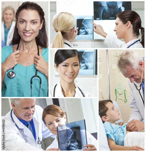 Photo: Medical Montage Men Women and Patients in Hospital Medical Montage Men Women and Patients in Hospital