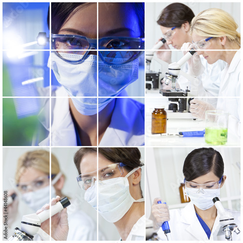 Photo: Medical Science Research Montage of Women in Laboratory Medical Science Research Montage of Women in Laboratory