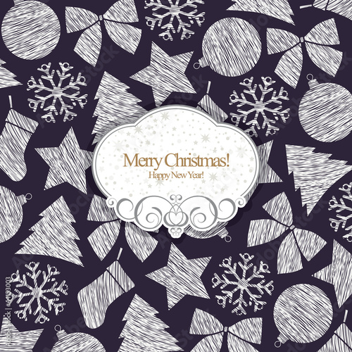 Vector: Christmas & New Year. Vector greeting card Christmas & New Year. Vector greeting card
