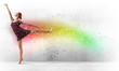 Photo: Girl in color dress dancing.Collage Girl in color dress dancing.Collage