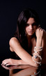 beautiful young woman with pearl beads
