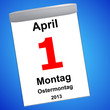 Kalender auf blau - 01.04.2013 - Ostermontag