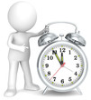 Illustration: Deadline. 3D little human character pointing at a Clock. Deadline. 3D little human character pointing at a Clock.