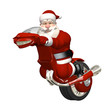 Santa Riding Futuristic Monocycle