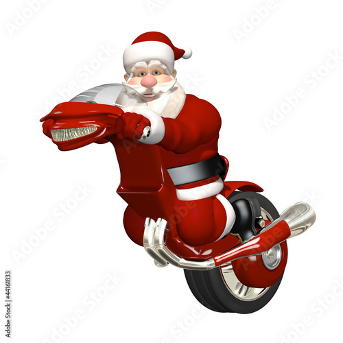 Illustration: Santa Riding Futuristic Monocycle Santa Riding Futuristic Monocycle