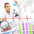 Photo: Collage with scientist in laboratory Collage with scientist in laboratory