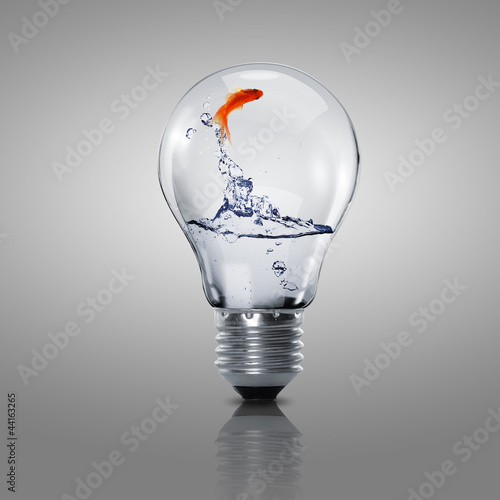 Foto: Gold fish inside an electric bulb Gold fish inside an electric bulb
