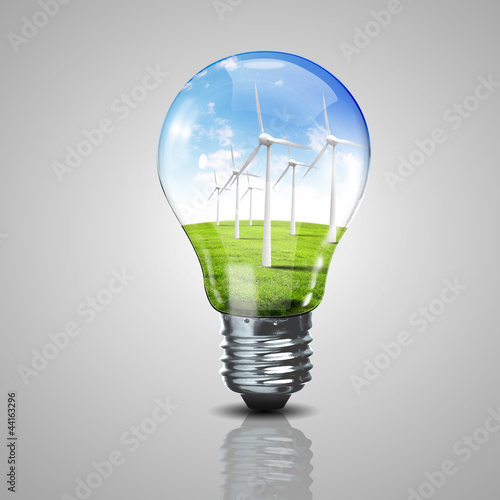 Photo: Electric light bulb and wind meels inside it Electric light bulb and wind meels inside it