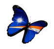 Illustration: Marshall Islands flag butterfly flying, isolated on white backgr Marshall Islands flag butterfly flying, isolated on white backgr