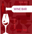 Vector: Wine bottle serving a glass silhouettes on purple background Wine bottle serving a glass silhouettes on purple background