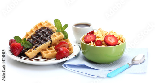 Photo: light breakfast isolated on white light breakfast isolated on white