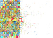 abstract 3d exploded shape backdrop in rainbow color