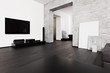 Modern minimalism style drawing-room interior in black 