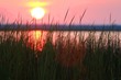 Lake at sunset, Leba, Poland