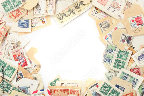 Photo: postage stamps background postage stamps background