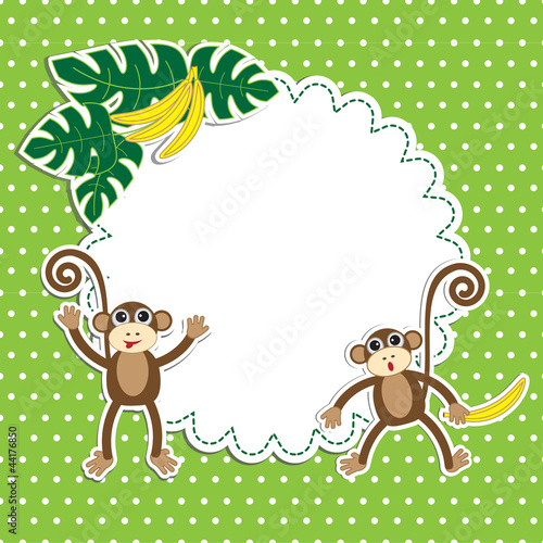 Vector: Frame with funny monkeys Frame with funny monkeys