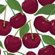 seamless pattern from cherry, ripe berry on white background