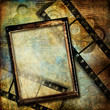 Illustration: grunge background with frame and filmstrip grunge background with frame and filmstrip