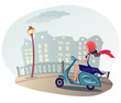 model on scooter