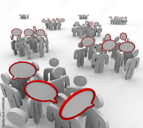 Photo: Groups Talking Speech Bubbles Audiences Conversations Groups Talking Speech Bubbles Audiences Conversations