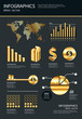 gold infographics set and Information Graphics vector