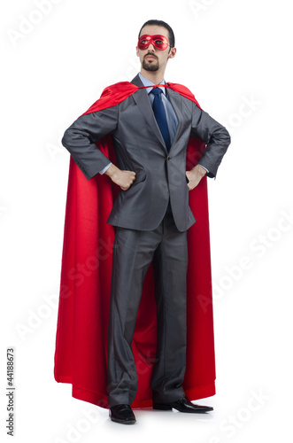Photo: Superman isolated on the white background Superman isolated on the white background