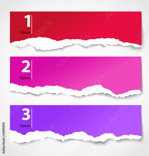 Vector: Torn paper progress option label background Torn paper progress option label background