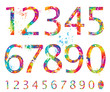 canvas print picture - Font - Colorful numbers with drops and splashes from 0 to 9
