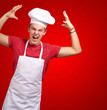 Angry Young Man Raising His Hand