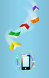 Books fly toward phone
